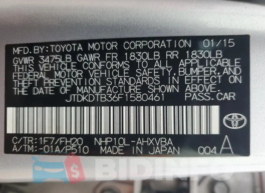 JTDKDTB36F1580461 Photo# 12