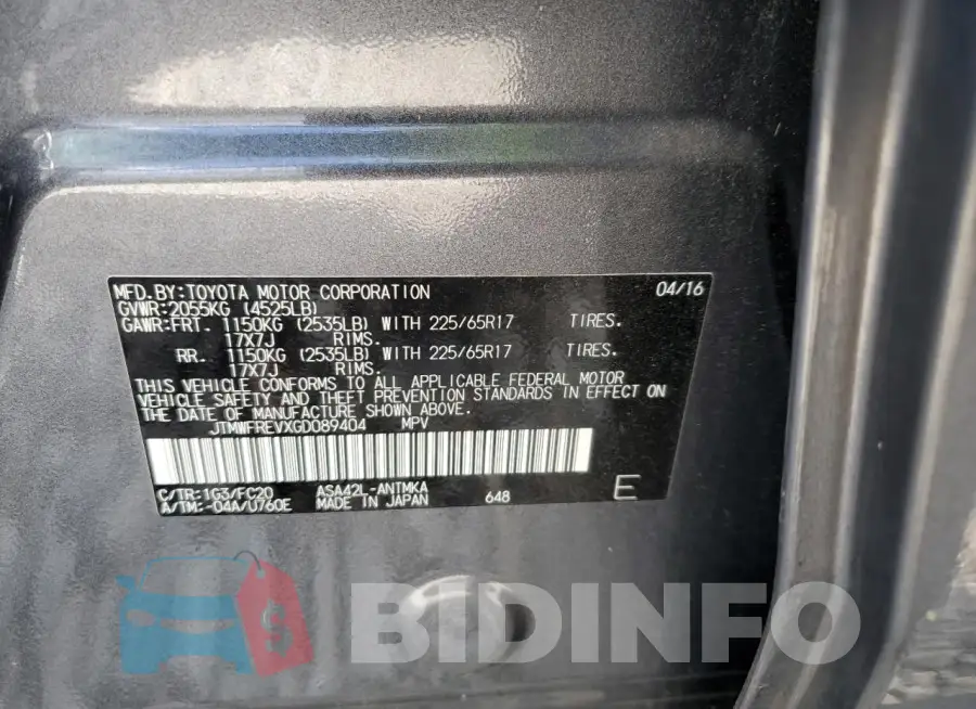 JTMWFREVXGD089404 Photo# 13