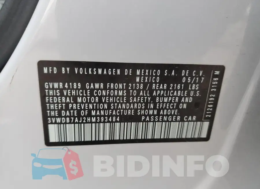 3VWDB7AJ2HM393484 Photo# 12