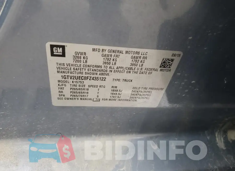 1GTV2UEC8FZ435122 Photo# 12