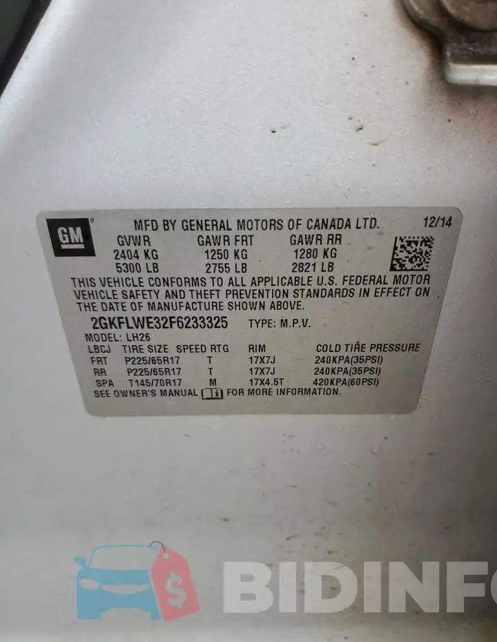 2GKFLWE32F6233325 Photo# 13
