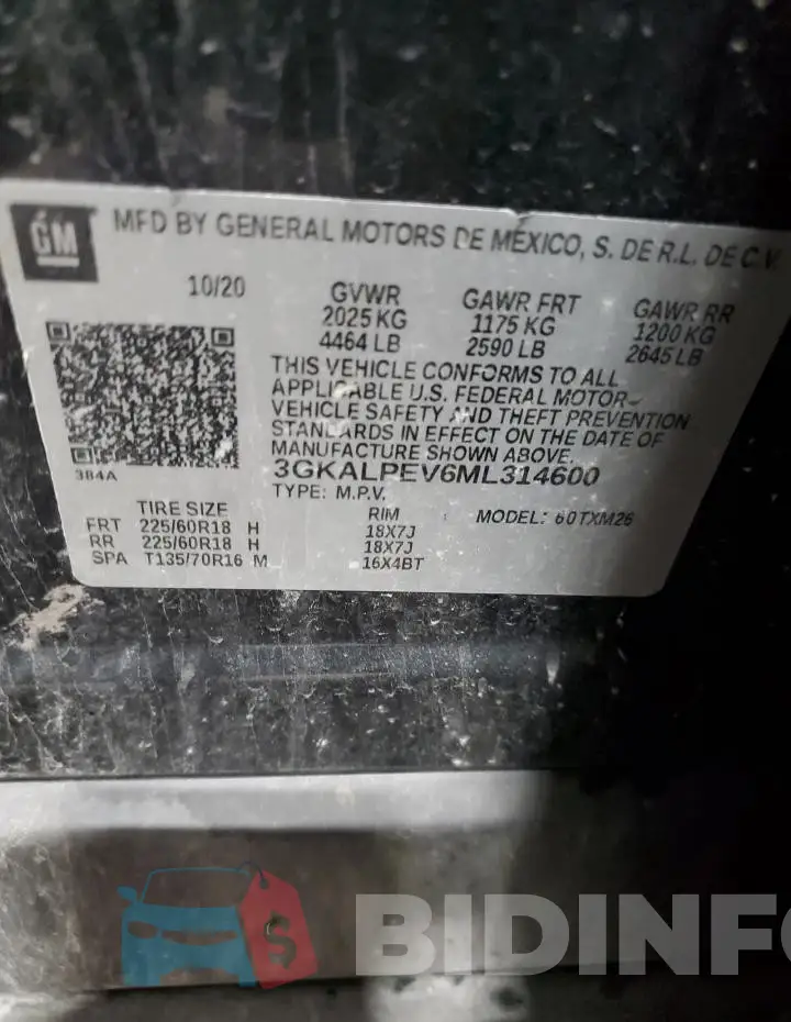 3GKALPEV6ML314600 Photo# 14