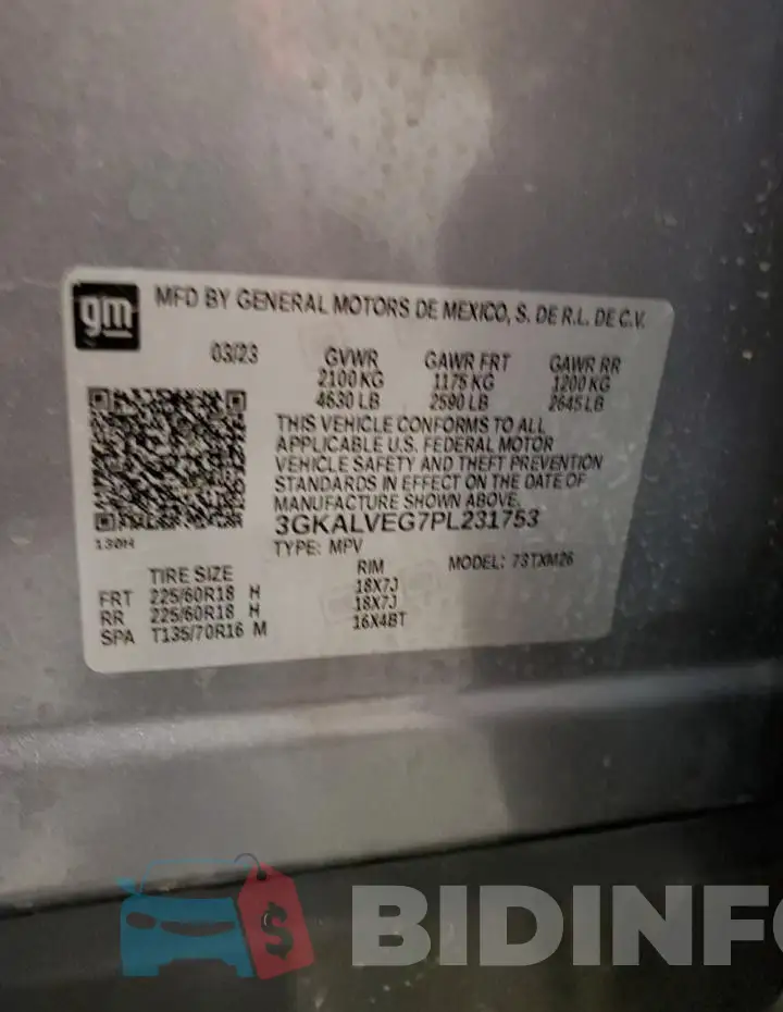 3GKALVEG7PL231753 Photo# 13