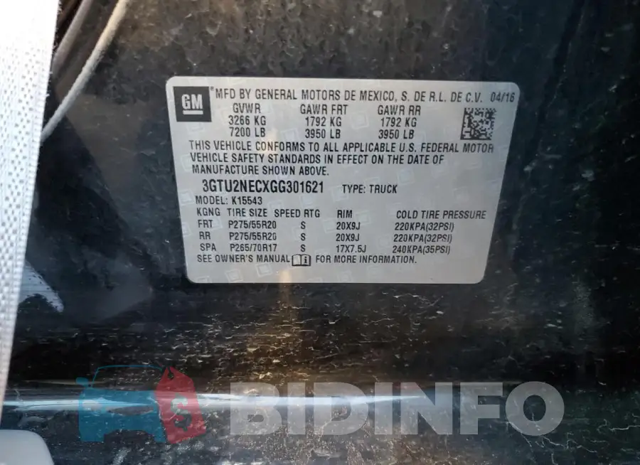 3GTU2NECXGG301621 Photo# 12