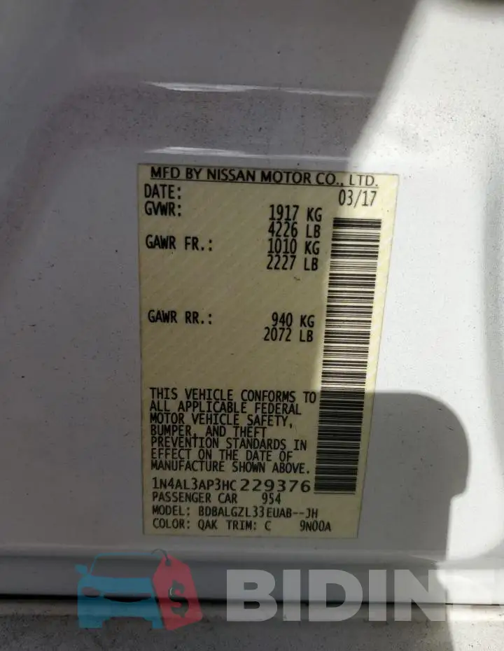 1N4AL3AP3HC229376 Photo# 12