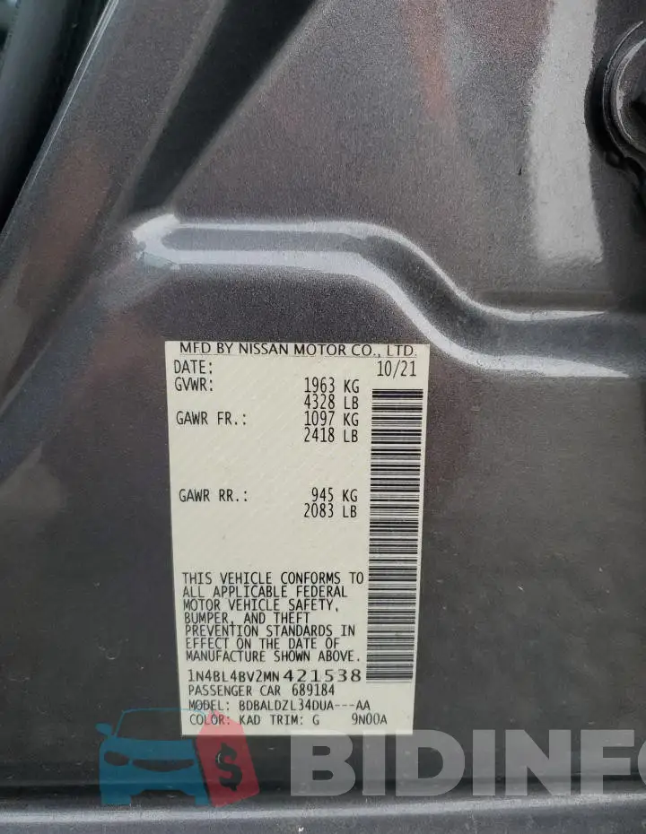 1N4BL4BV2MN421538 Photo# 12