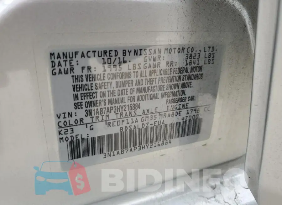 3N1AB7AP3HY216884 Photo# 12