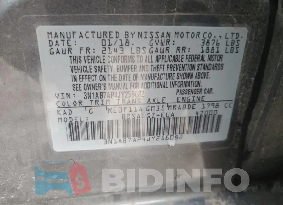 3N1AB7AP4JY258082 Photo# 12