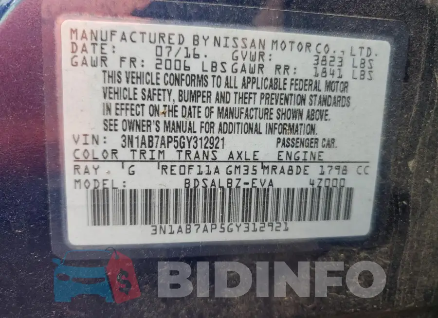 3N1AB7AP5GY312921 Photo# 12