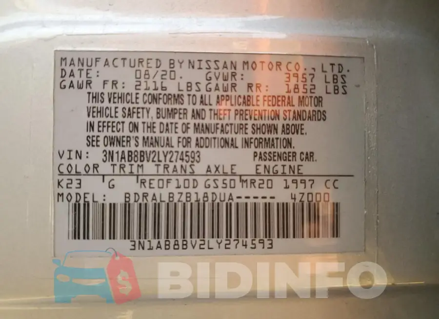 3N1AB8BV2LY274593 Photo# 12