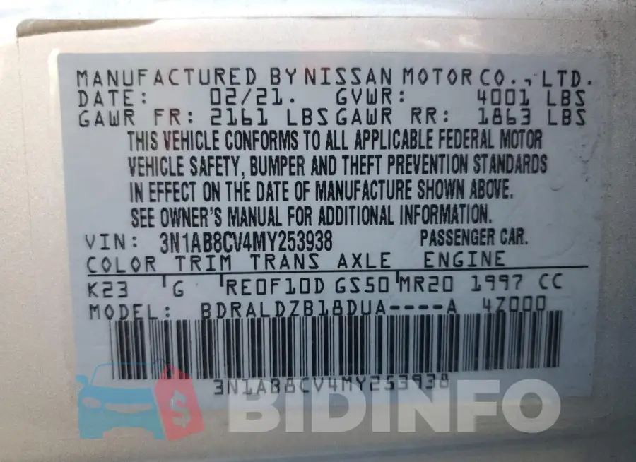 3N1AB8CV4MY253938 Photo# 13