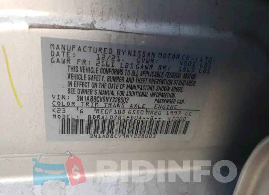3N1AB8CV9NY228003 Photo# 12