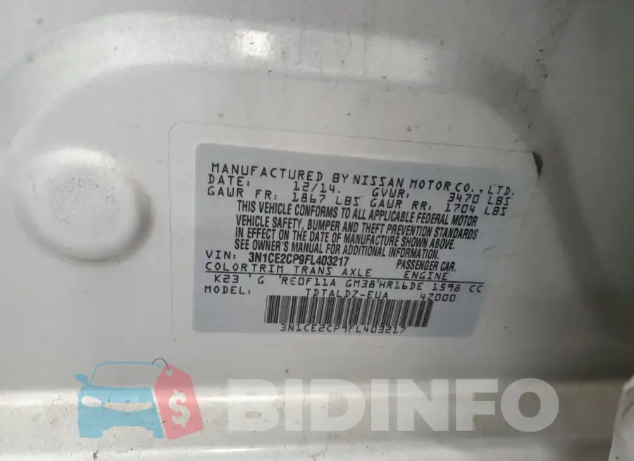 3N1CE2CP9FL403217 Photo# 13