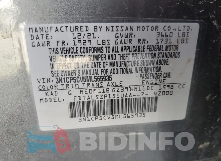 3N1CP5CV5ML565935 Photo# 13