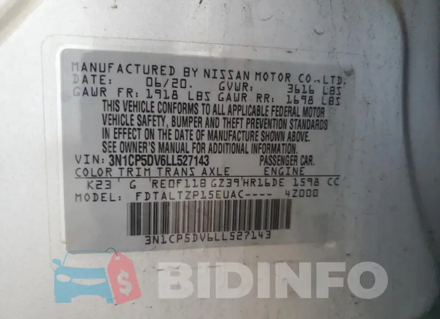 3N1CP5DV6LL527143 Photo# 13