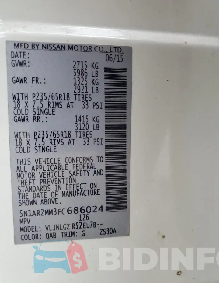 5N1AR2MM3FC686024 Photo# 14