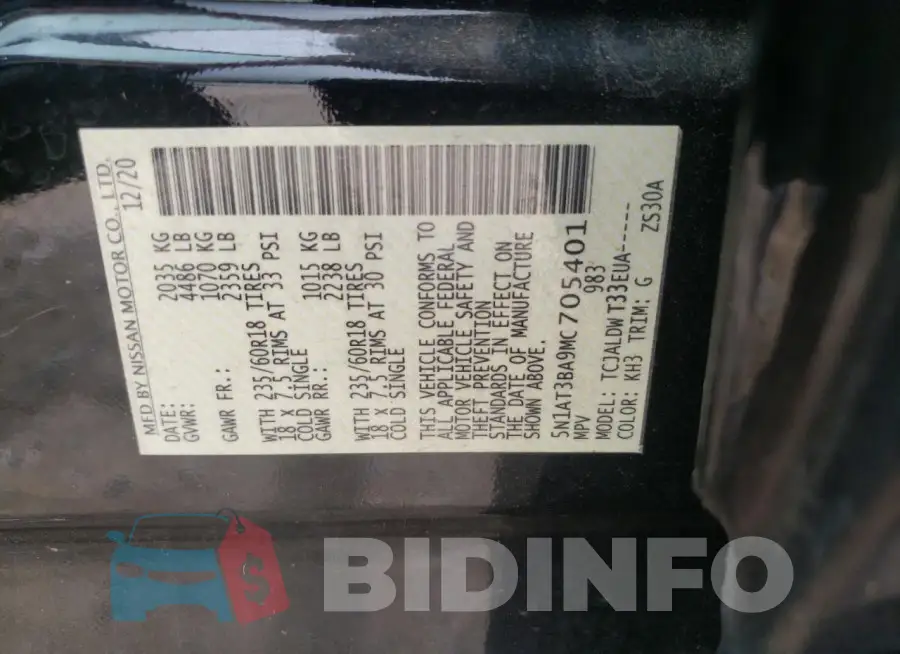 5N1AT3BA9MC705401 Photo# 14