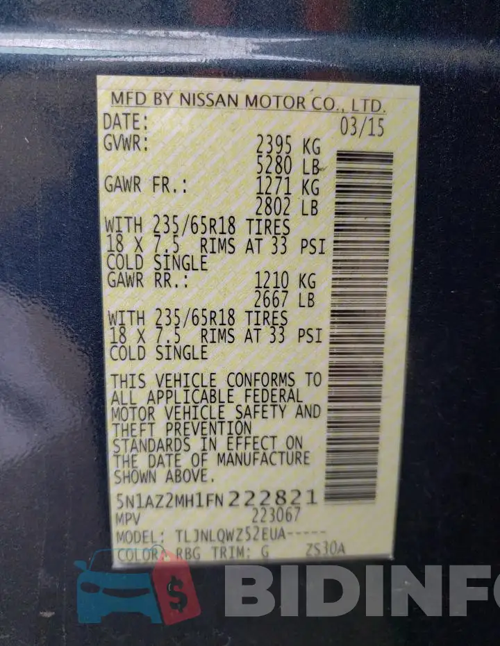 5N1AZ2MH1FN222821 Photo# 14