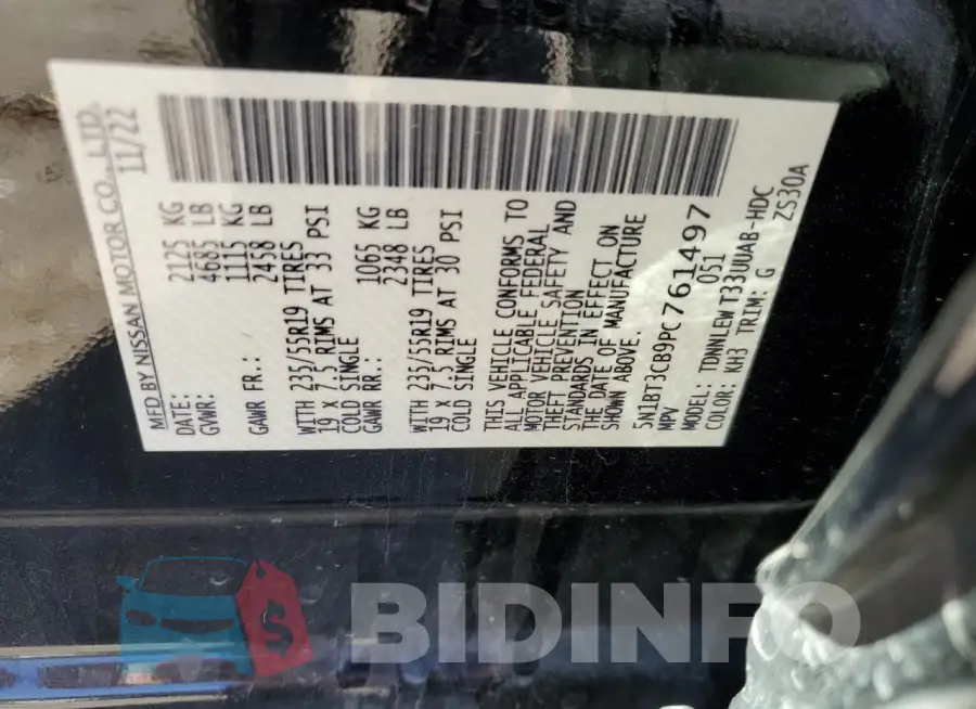 5N1BT3CB9PC761497 Photo# 13