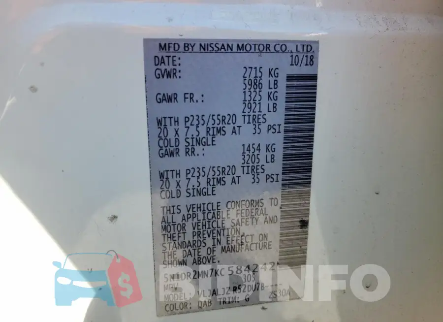 5N1DR2MN7KC584242 Photo# 13