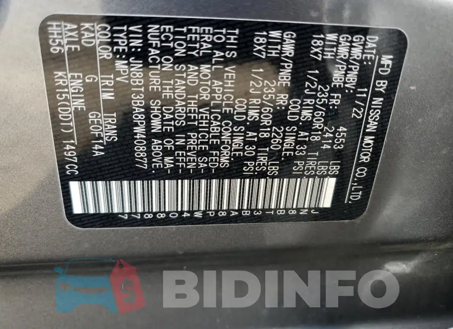 JN8BT3BA8PW408877 Photo# 13