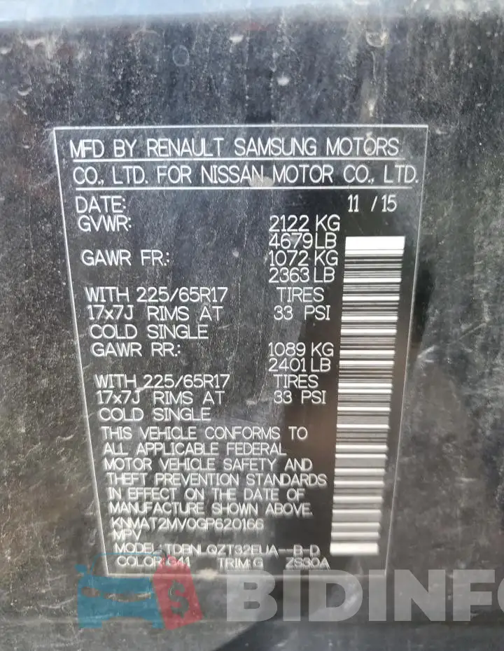 KNMAT2MV0GP620166 Photo# 13