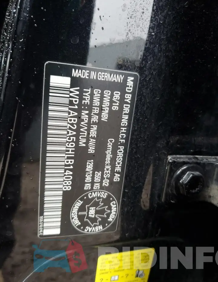 WP1AB2A59HLB14088 Photo# 13