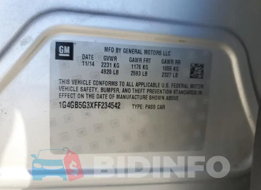 1G4GB5G3XFF234542 Photo# 13