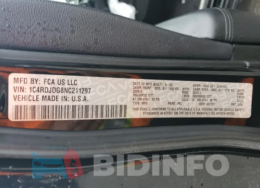 1C4RDJDG8NC211297 Photo# 13