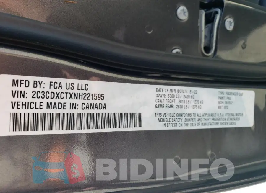 2C3CDXCTXNH221595 Photo# 12