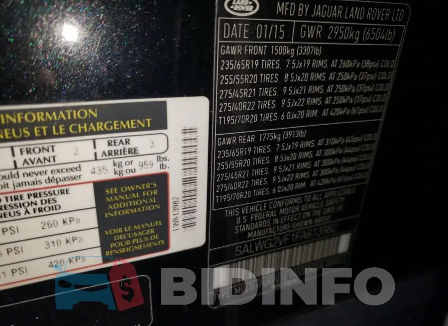 SALWG2VF1FA613982 Photo# 13