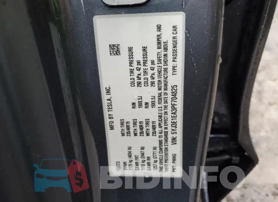 5YJ3E1EA3PF704825 Photo# 12