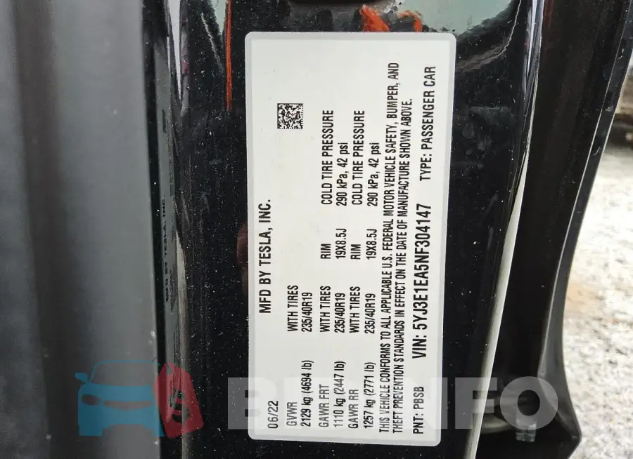 5YJ3E1EA5NF304147 Photo# 12