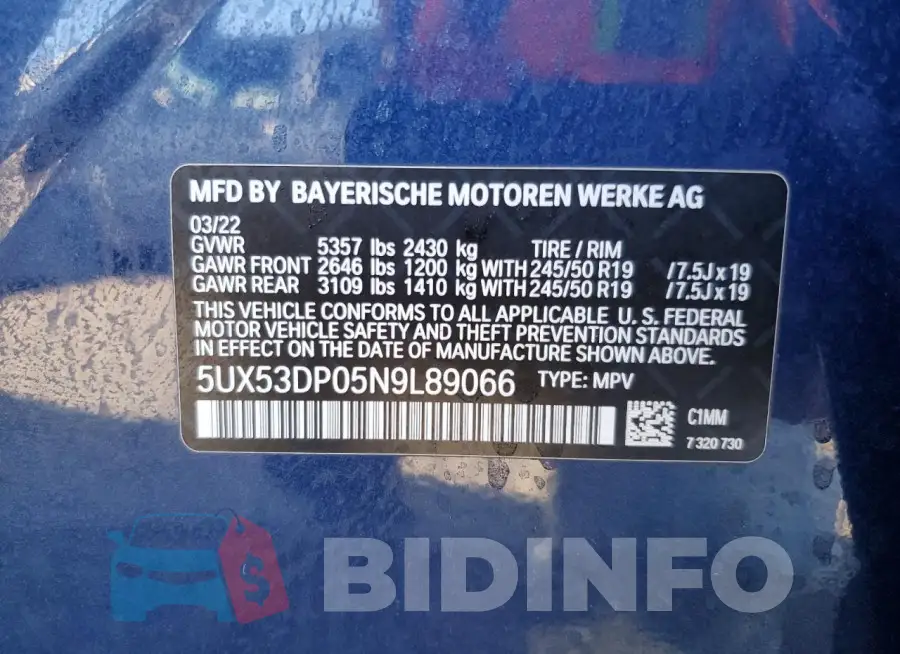 5UX53DP05N9L89066 Photo# 13