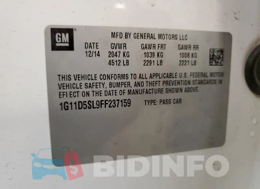 1G11D5SL9FF237159 Photo# 13