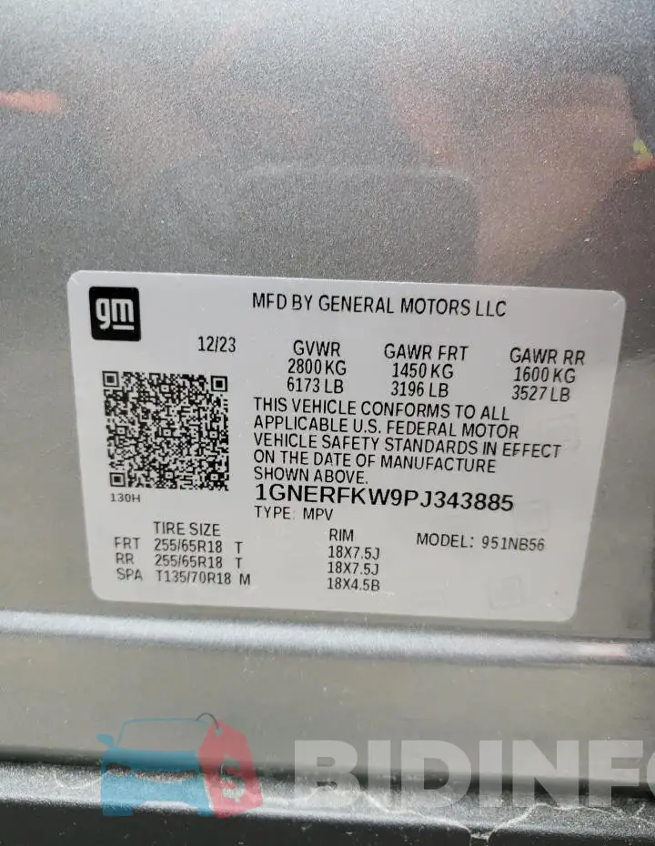 1GNERFKW9PJ343885 Photo# 12
