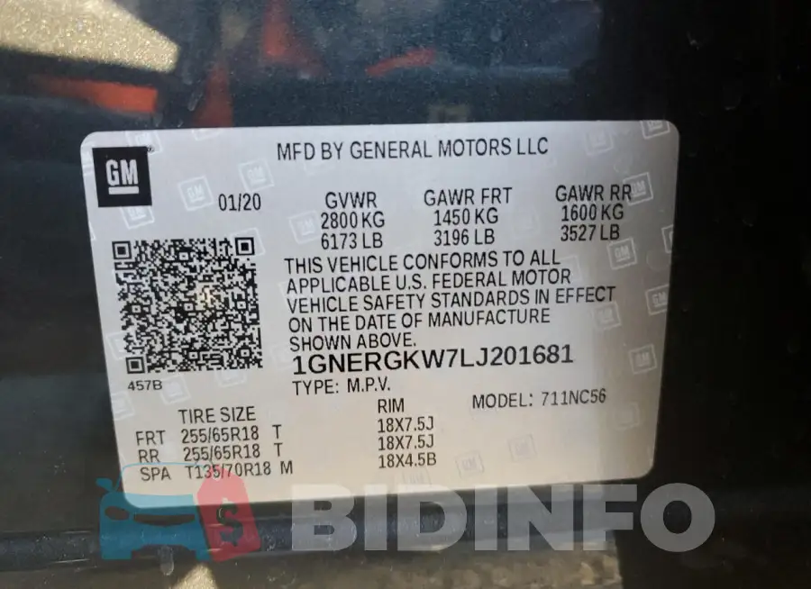 1GNERGKW7LJ201681 Photo# 13