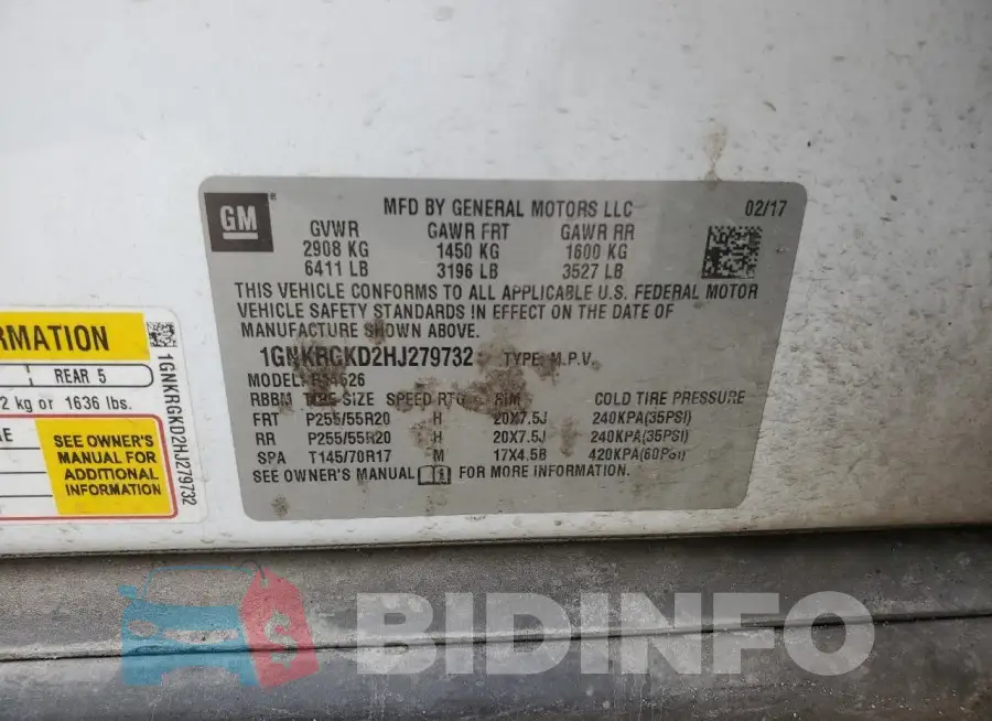 1GNKRGKD2HJ279732 Photo# 13
