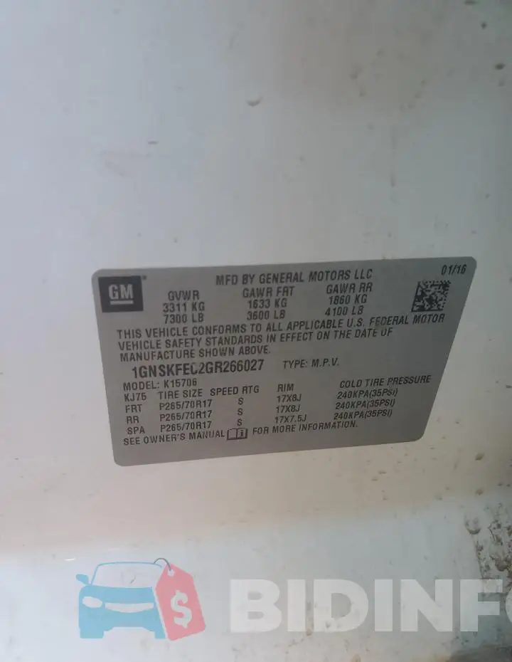1GNSKFEC2GR266027 Photo# 12