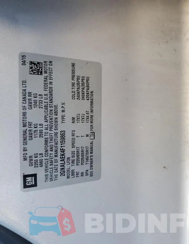 2GNALAEK4F1159863 Photo# 13