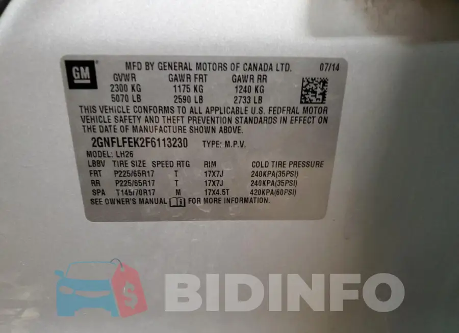 2GNFLFEK2F6113230 Photo# 13