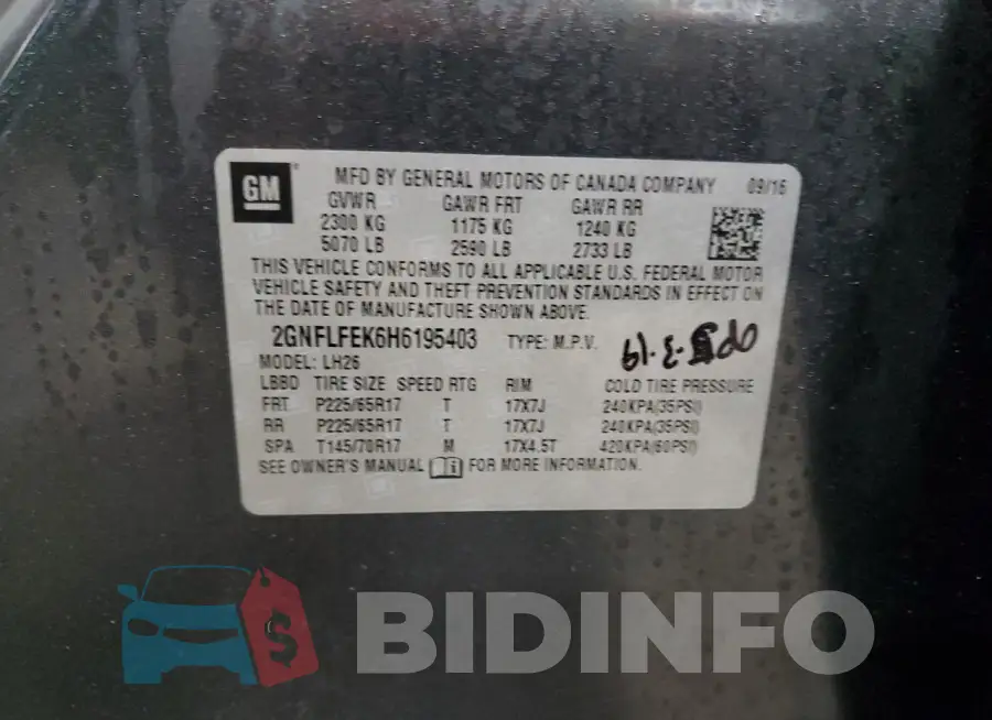 2GNFLFEK6H6195403 Photo# 14