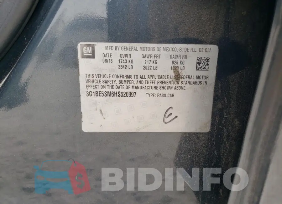 3G1BE5SM6HS520997 Photo# 12