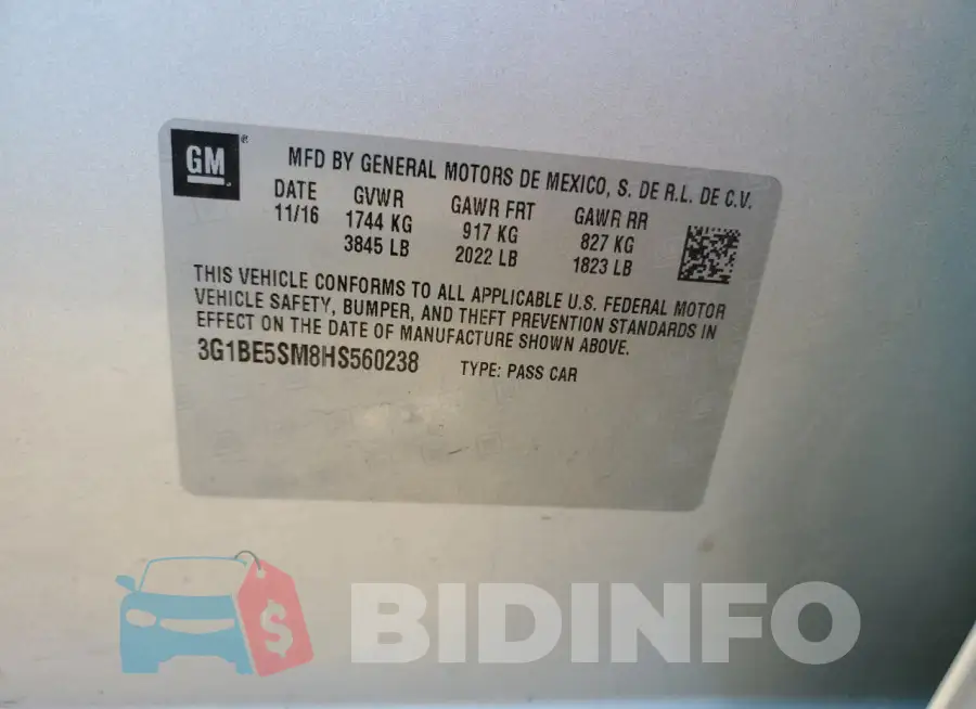 3G1BE5SM8HS560238 Photo# 12