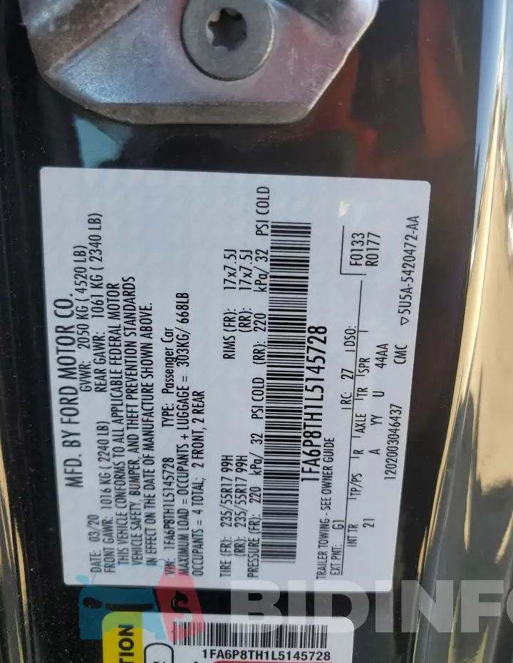 1FA6P8TH1L5145728 Photo# 13