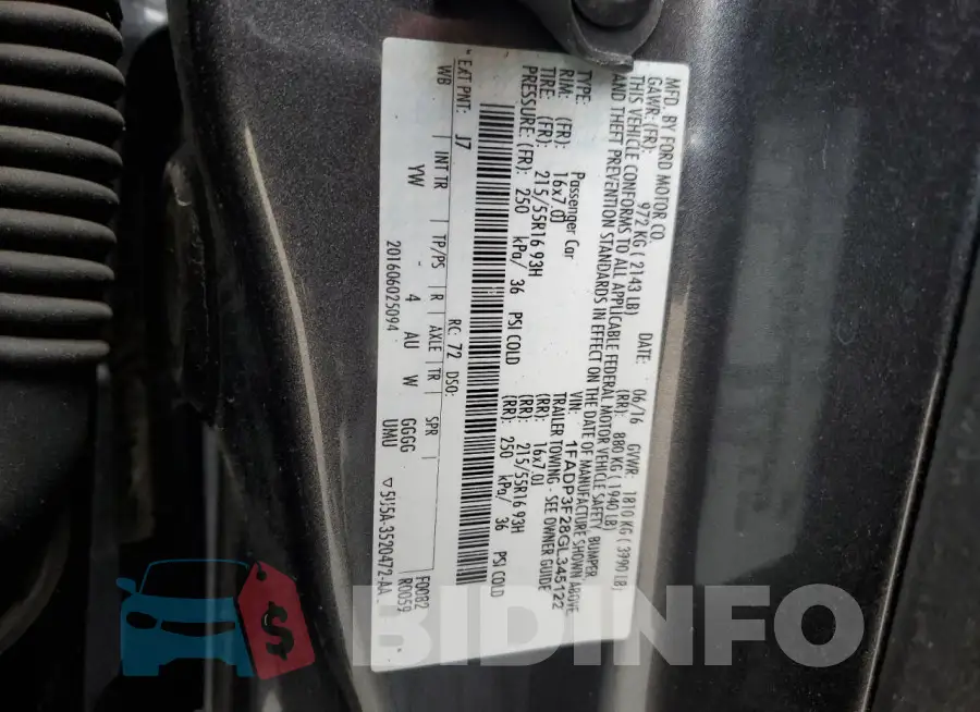1FADP3F28GL345122 Photo# 12