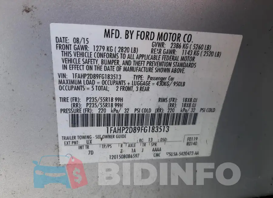 1FAHP2D89FG183513 Photo# 12
