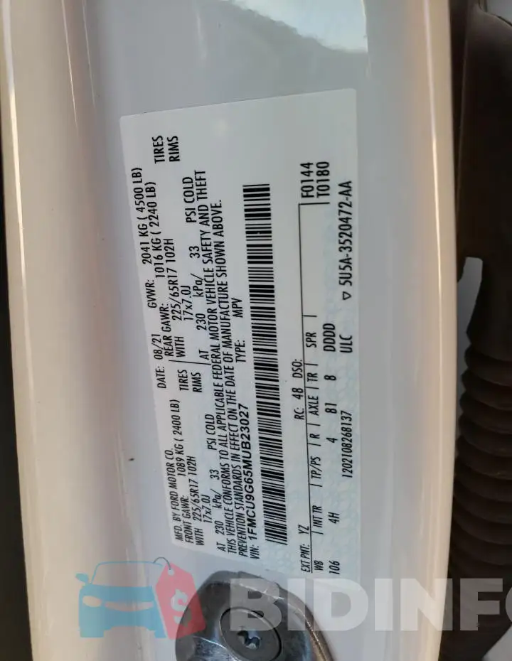 1FMCU9G65MUB23027 Photo# 13
