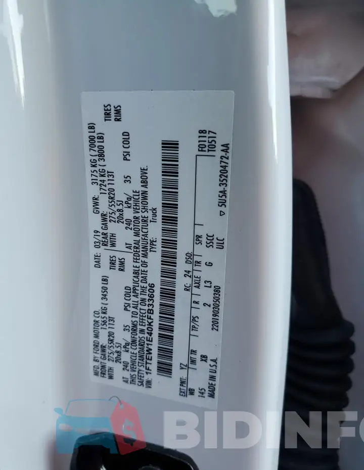 1FTEW1E40KFB33606 Photo# 12