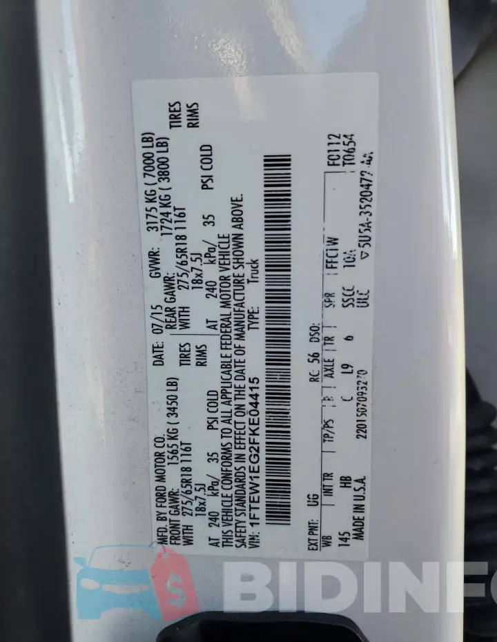 1FTEW1EG2FKE04415 Photo# 12